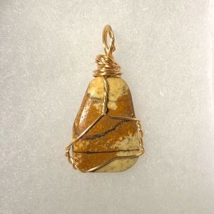 Petrified wood handmade healing stone pendant